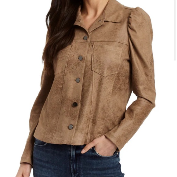 DREW Giselle Faux Suede Puff Sleeve Button Down Shirt Jacket - Picture 5 of 5